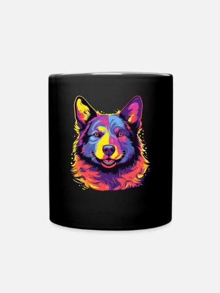Wasserfarben Farbenfroher Karelischer Bärenhund - Tasse einfarbig - Schwarz