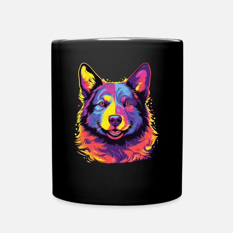 Wasserfarben Farbenfroher Karelischer Bärenhund - Tasse einfarbig - Schwarz