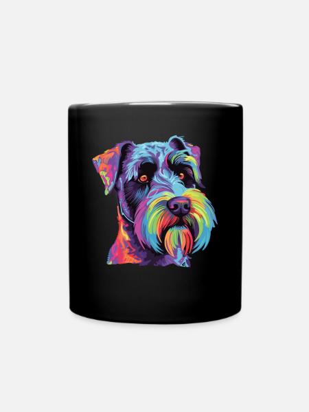 Wasserfarben Farbenfroher Standard Schnauzer - Tasse einfarbig - Schwarz
