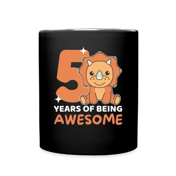 Triceratops for 5th birthday children five years - Full Colour Mug - black - Front