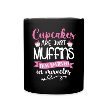 Cupcake Muffin Backen Geschenk - Tasse einfarbig - Schwarz - Vorne