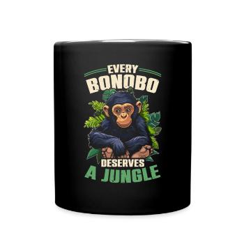 Endangered Species Bonobo Animal Rights Activist - Full Colour Mug - black - Front