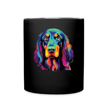 Aquarelle colorée Gordon Setter - Mug uni - noir - Devant
