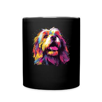 Watercolor Colorful Lion - Full Colour Mug - black - Front