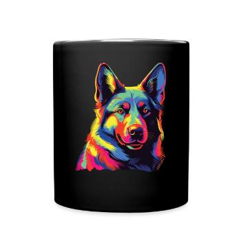 Aquarelle colorée norvégien Elkhound - Mug uni - noir - Devant