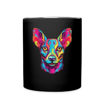 Aquarelle colorée chien nu péruvien - Mug uni - noir - Devant