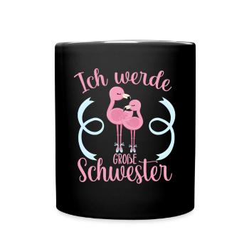 La future grande sœur annonce de mignons bébés flamants roses - Mug uni - noir - Devant