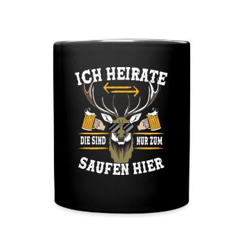 Je vais me marier, ils sont juste là pour boire, cerfs - Mug uni - noir - Devant