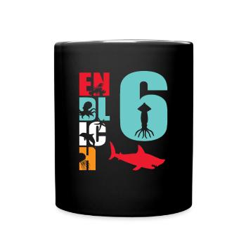 Endlich 6 Hai Fisch - Tasse einfarbig - Schwarz - Vorne