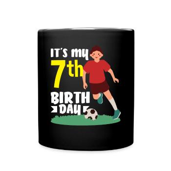 7th Birthday 7 Years Soccer Soccer Player - Full Colour Mug - black - Front