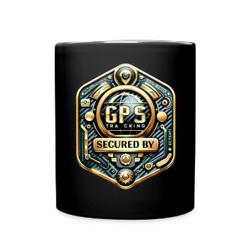 GPS Anti Vol Autocollant Carbone-Or - Mug uni - noir - Devant
