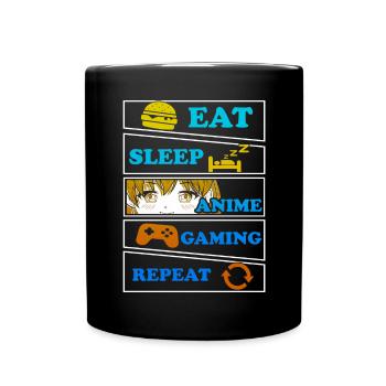 Anime Gaming Otaku Manga Kawaii Japan - Full Colour Mug - black - Front