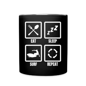 Manger, dormir, surfer, répéter - Mug uni - noir - Devant