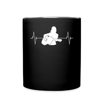 Herzschlag Gitarristin Geschenk-Takt - Tasse einfarbig - Schwarz - Vorne