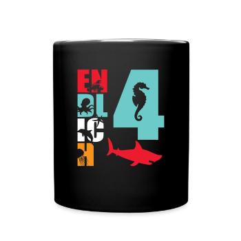 Enfin 4 poissons-requins - Mug uni - noir - Devant