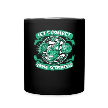 Let's Collect Some Seashells Bivalvia Seashell - Full Colour Mug - black - Front