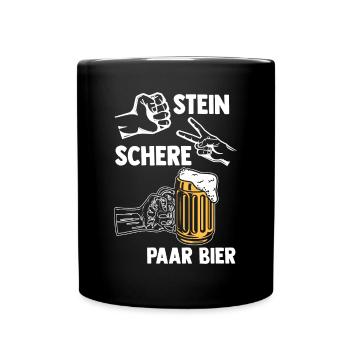 Stein Schere Paar Bier - Tasse einfarbig - Schwarz - Vorne