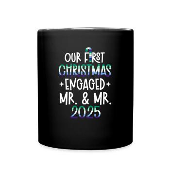 Mr. & Mr. 2025 First Christmas Gay Marriage - Full Colour Mug - black - Front