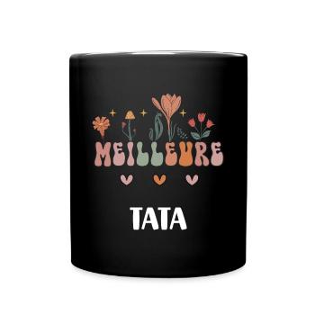 Beste Tante böhmische Blumen Tante Geschenk - Tasse einfarbig - Schwarz - Vorne