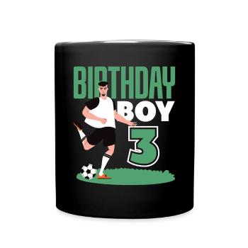3rd Birthday 3 Years Soccer Soccer Player - Full Colour Mug - black - Front
