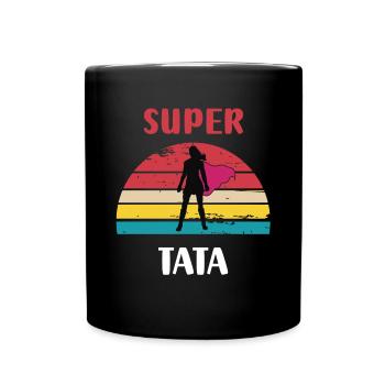 Super Tata Retro Vintage Tante Geschenk - Tasse einfarbig - Schwarz - Vorne