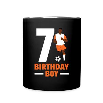 7th Birthday 7 Years Soccer Soccer Player - Full Colour Mug - black - Front