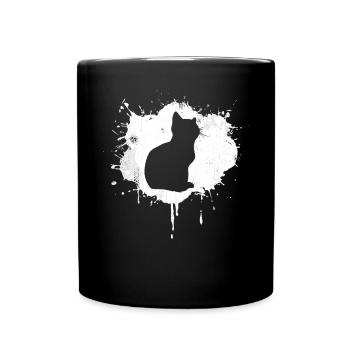 Katze Skizze - Tasse einfarbig - Schwarz - Vorne