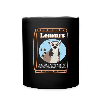 Lemuren Katta Lemure Ringelschwanz Lemur Geschenk - Tasse einfarbig - Schwarz - Vorne