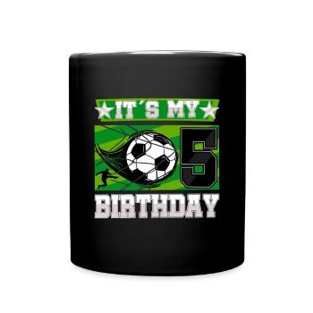 5th birthday Boy Soccer 5 Years Old Gifts - Tasse einfarbig - Schwarz - Vorne