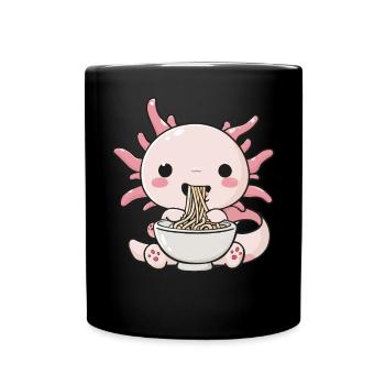 Axolotl liebt Ramen Bowl Kawaii Anime - Tasse einfarbig - Schwarz - Vorne