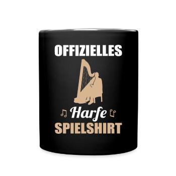 Offizielles Harfen Spielshirt Musik - Tasse einfarbig - Schwarz - Vorne