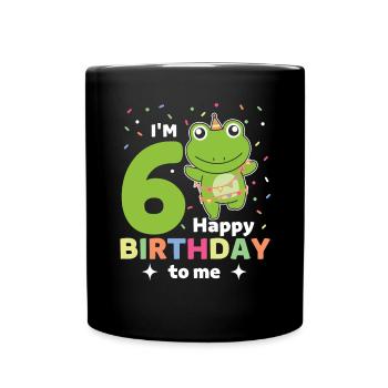 Frog for 6th birthday children six years old - Full Colour Mug - black - Front