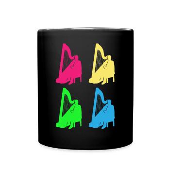 Bunte Harfenklänge Vielfalt Geschenk - Tasse einfarbig - Schwarz - Vorne