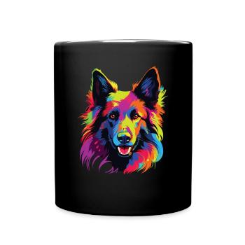 Watercolors Colorful Belgian Tervuren - Full Colour Mug - black - Front