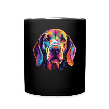 Wasserfarben Farbenfroher English Foxhound - Tasse einfarbig - Schwarz - Vorne