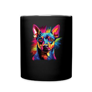 Aquarelle colorée Miniature Pinscher - Mug uni - noir - Devant