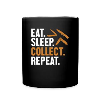Eat Sleep Collect Repeat Restoration Lover Messer - Tasse einfarbig - Schwarz - Vorne