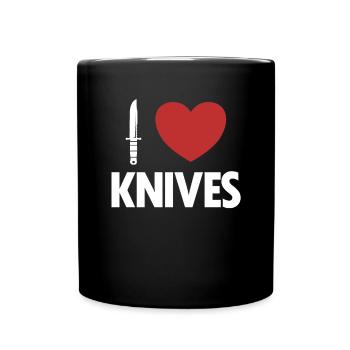 Ich liebe Messer Metzgermesser Restaurierungsmesser - Tasse einfarbig - Schwarz - Vorne