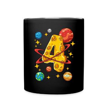 4 Birthday Space Space Astronaut 4 Years - Full Colour Mug - black - Front