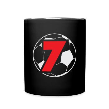 7. Geburtstag 7 Jahre Fußball Fußballspieler - Tasse einfarbig - Schwarz - Vorne