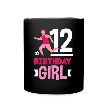 12th Birthday 12 Years Soccer Soccer Player - Full Colour Mug - black - Front