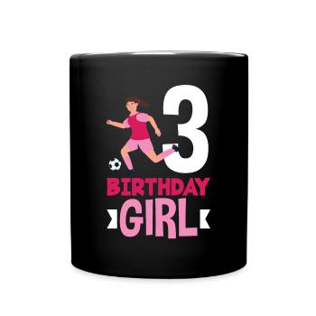 3rd Birthday 3 Years Soccer Soccer Player - Full Colour Mug - black - Front
