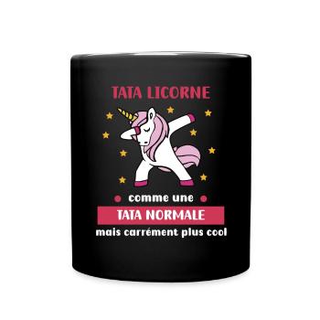 tata normale licorne dab humour tante - Mug uni - noir - Devant
