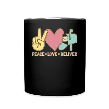 Peace Love Deliver Postal Service Postal Worker - Full Colour Mug - black - Front