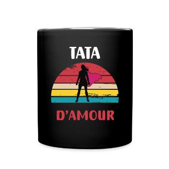 tata d amour retro vintage cadeau tante - Mug uni - noir - Devant