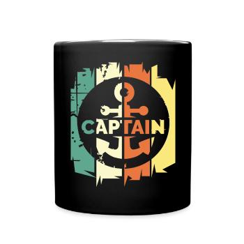 Rétro capitaine ancre logo vintage mer mer navire - Mug uni - noir - Devant