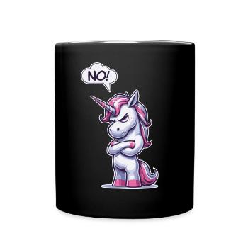 NEIN! Faul müde Schläfrig Nickerchen Sarkastisches Einhorn - Tasse einfarbig - Schwarz - Vorne