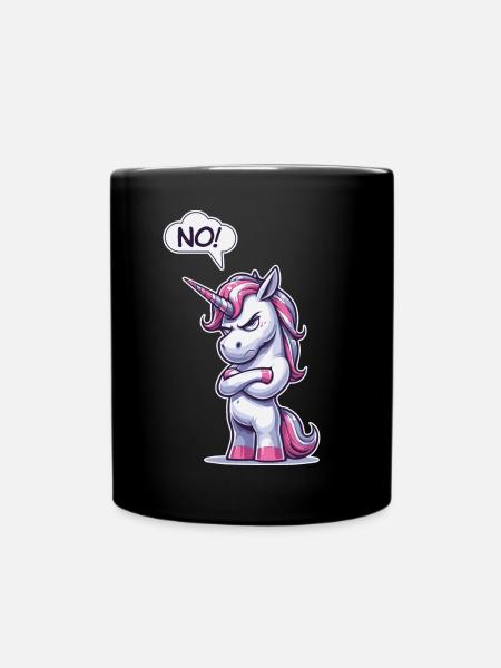 NEIN! Faul müde Schläfrig Nickerchen Sarkastisches Einhorn - Tasse einfarbig - Schwarz