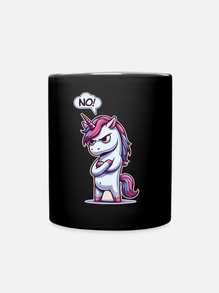 NEIN! Faul müde Schläfrig Nickerchen Sarkastisches Einhorn - Tasse einfarbig - Schwarz