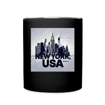 New York City Skyline - Tasse einfarbig - Schwarz - Vorne